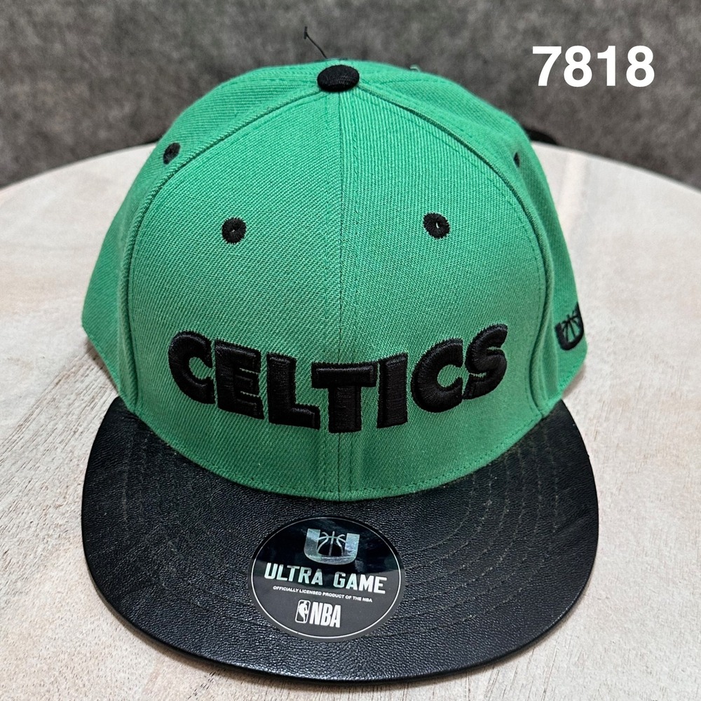 Ultra Game Boston Celtics NBA Snapback Hat Green Black Faux Leather VGME402F